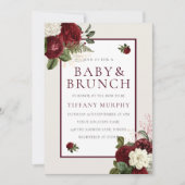 Elegante Romantic Burgundy Floral Baby Shower Einladung (Vorderseite)