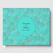 Elegante Romantic Daisies Floral Türkis Hochzeit Gästebuch (Vorderseite)