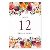 Elegante Romantic Fall Floral Tischnummer Card (Rückseite)