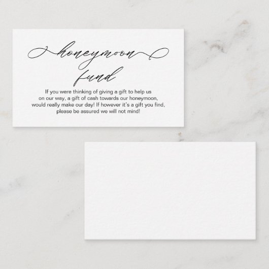 Elegante Romantik, Hochzeitsflitterwochen oder Wün Begleitkarte (Vorne/Hinten)