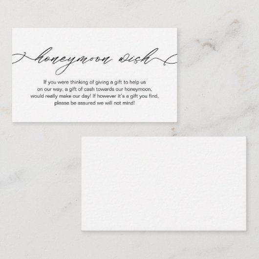 Elegante Romantik, Hochzeitsflitterwochen oder Wün Begleitkarte (Vorne/Hinten)