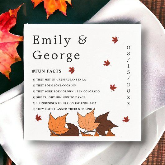 Elegante romantische Blätter fallen Fun Facts Hoch Serviette