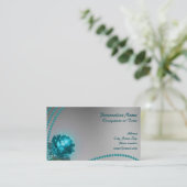 Elegante & romantische Blaue Blume und Perlen Visitenkarte (Stehend Vorderseite)
