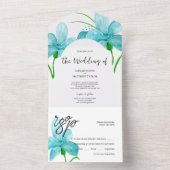 Elegante Romantische Blaue Wasserfarbe All In One Einladung (Innen Boden)