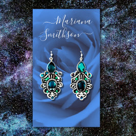 Elegante Romantische Blue Rose Earring Display Car Visitenkarte