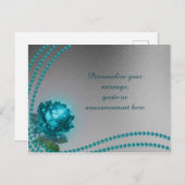 Elegante & Romantische Blue Rose & Perlen Persönli Ankündigungspostkarte (Vorne/Hinten)
