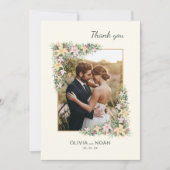 Elegante Romantische Blumen Dankeschön Foto Save The Date (Vorderseite)