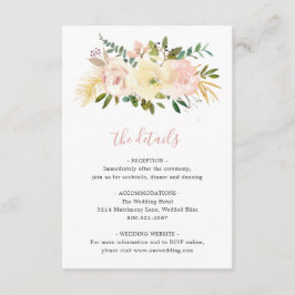 Elegante romantische Blumen-Gold-Rosa-Hochzeit Begleitkarte