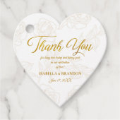 Elegante Romantische Blumen-Gold-Script-Hochzeit Geschenkanhänger (Vorderseite)