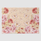 Elegante Romantische Blumen & Schmetterlinge Decou Seidenpapier (Vorderseite)
