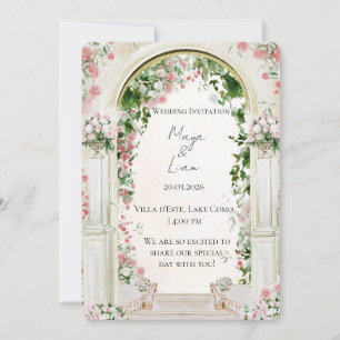 Elegante romantische Blumenbogen-Hochzeitseinladun Einladung