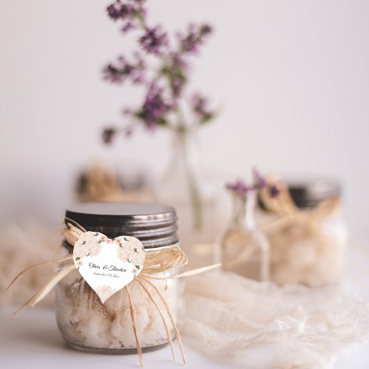 Elegante romantische Blush Pink Bläserblume Hochze Herz-Aufkleber