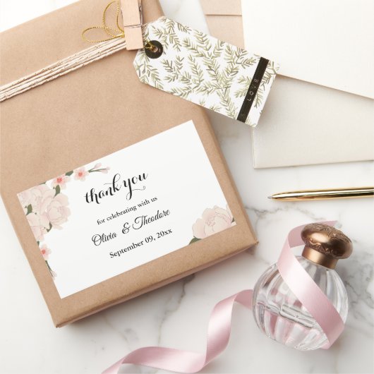 Elegante romantische Blush Pink Bläserblume Hochze Rechteckiger Aufkleber (Schenken)