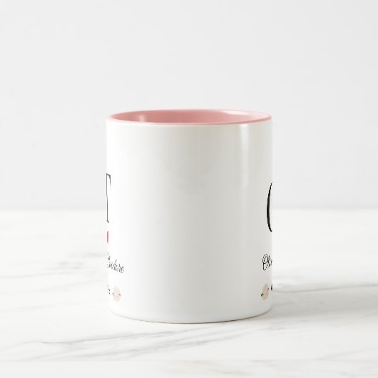 Elegante romantische Blush Pink Bläserblume Hochze Zweifarbige Tasse (Mittel)