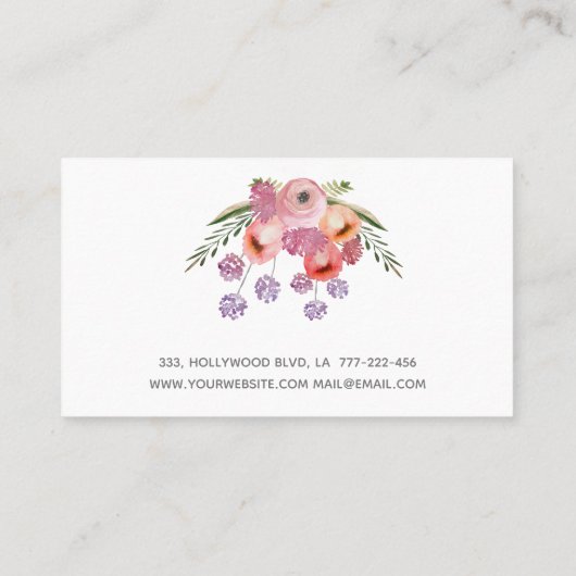 Elegante romantische Boho Aquarellnails Visitenkarte (Rückseite)