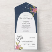 Elegante Romantische Boho Wasserfarben All In One Einladung (Innen Boden)