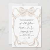 Elegante romantische Bow Ribbons Whimsical Wedding Einladung (Vorderseite)