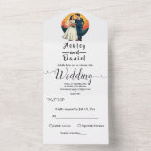 Elegante romantische Braut- und Bräutigam-Sonnenun All In One Einladung (Innen Boden)