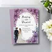 Elegante romantische Brautbäume Lila Blumenhochzei Einladung