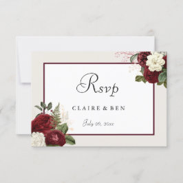 Elegante romantische Burgunder Rote Blume Hochzeit RSVP Karte