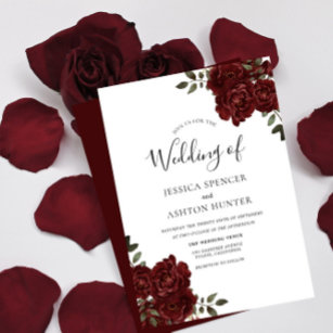 Elegante romantische Burgunder Rote Rose Hochzeit  Einladung