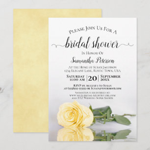 Elegante romantische buttergelbe Rose Brautparty Einladung