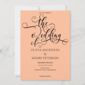 Elegante romantische Calligraphie-Script-Peach-Hoc Einladung (Vorderseite)