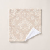 Elegante Romantische Chic Floral Damask-Cream Badhandtuch Set (Waschlappen)