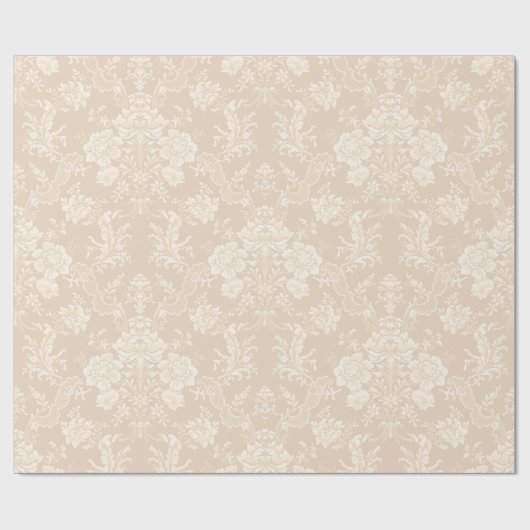 Elegante Romantische Chic Floral Damask-Cream Geschenkpapier (Flach)