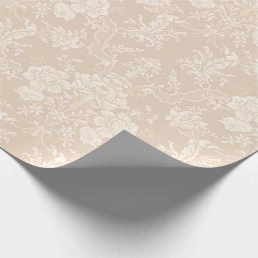 Elegante Romantische Chic Floral Damask-Cream Geschenkpapier (Ecke)