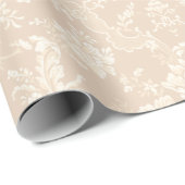 Elegante Romantische Chic Floral Damask-Cream Geschenkpapier (Rolleneckpunkt)