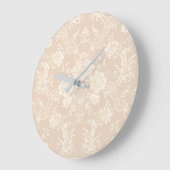 Elegante romantische Chic Floral Damask-Cream Große Wanduhr (Winkel)