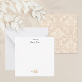 Elegante Romantische Chic Floral Damask-Cream Mitteilungskarte