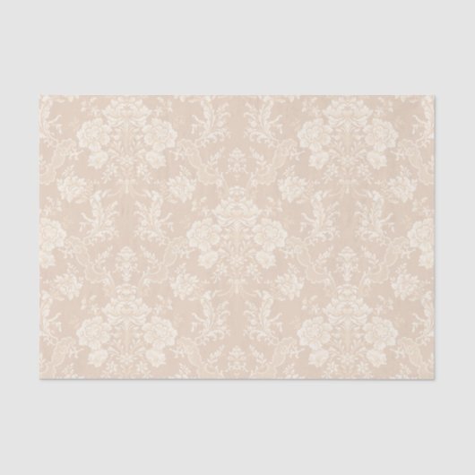 Elegante Romantische Chic Floral Damask-Cream Seidenpapier (Vorderseite)