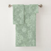 Elegante romantische Chic Floral Damask Grün Badhandtuch Set (Insitu)