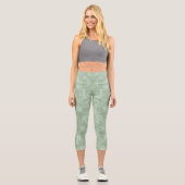 Elegante romantische Chic Floral Damask Grün Capri Leggings (Vorderseite)