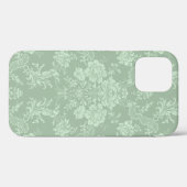 Elegante romantische Chic Floral Damask Grün Case-Mate iPhone Hülle (Rückseite (Horizontal))