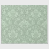Elegante romantische Chic Floral Damask Grün Geschenkpapier (Flach)