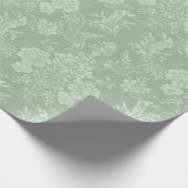 Elegante romantische Chic Floral Damask Grün Geschenkpapier (Ecke)