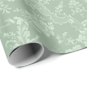 Elegante romantische Chic Floral Damask Grün Geschenkpapier (Rolleneckpunkt)