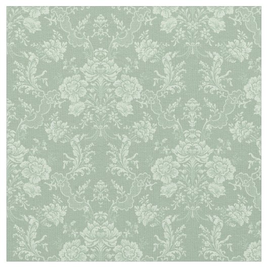 Elegante romantische Chic Floral Damask Grün Stoff (Nahaufnahme)