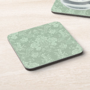 Elegante romantische Chic Floral Damask Sage Green Getränkeuntersetzer