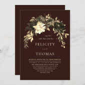 Elegante romantische Dunkle Schokolade QR Code Hoc Einladung (Vorne/Hinten)