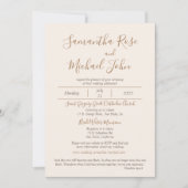 Elegante romantische Elfenbeincreme von der weißen Einladung (Vorderseite)