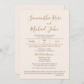 Elegante romantische Elfenbeincreme von der weißen Einladung (Vorne/Hinten)