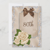 Elegante romantische Elfenbeinküste Rose & Bows 80 Einladung (Vorderseite)