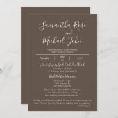 Elegante romantische Elfenbeinskripte Cedar Brown  Einladung (Vorne/Hinten)