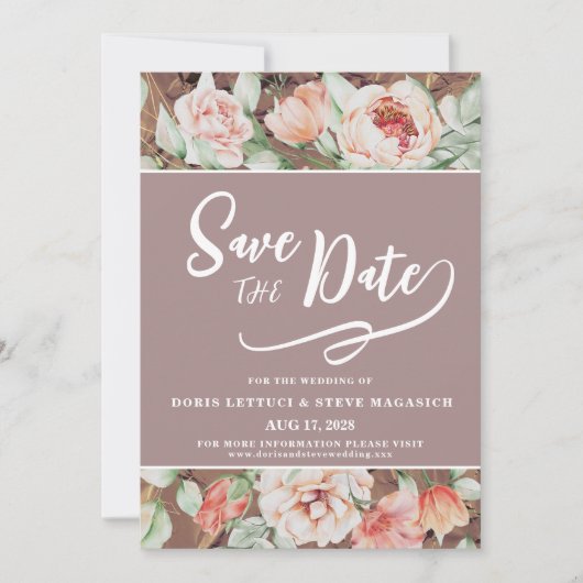 Elegante Romantische Flora Save The Date (Vorderseite)
