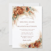 Elegante romantische florale Boho-Hochzeit Einladung (Vorderseite)