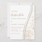 Elegante Romantische Goldene Nuestra Boda Spanisch Einladung (Vorderseite)